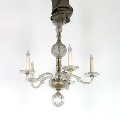 Vintage American Cut Crystal and Brass Chandelier, Circa 1930