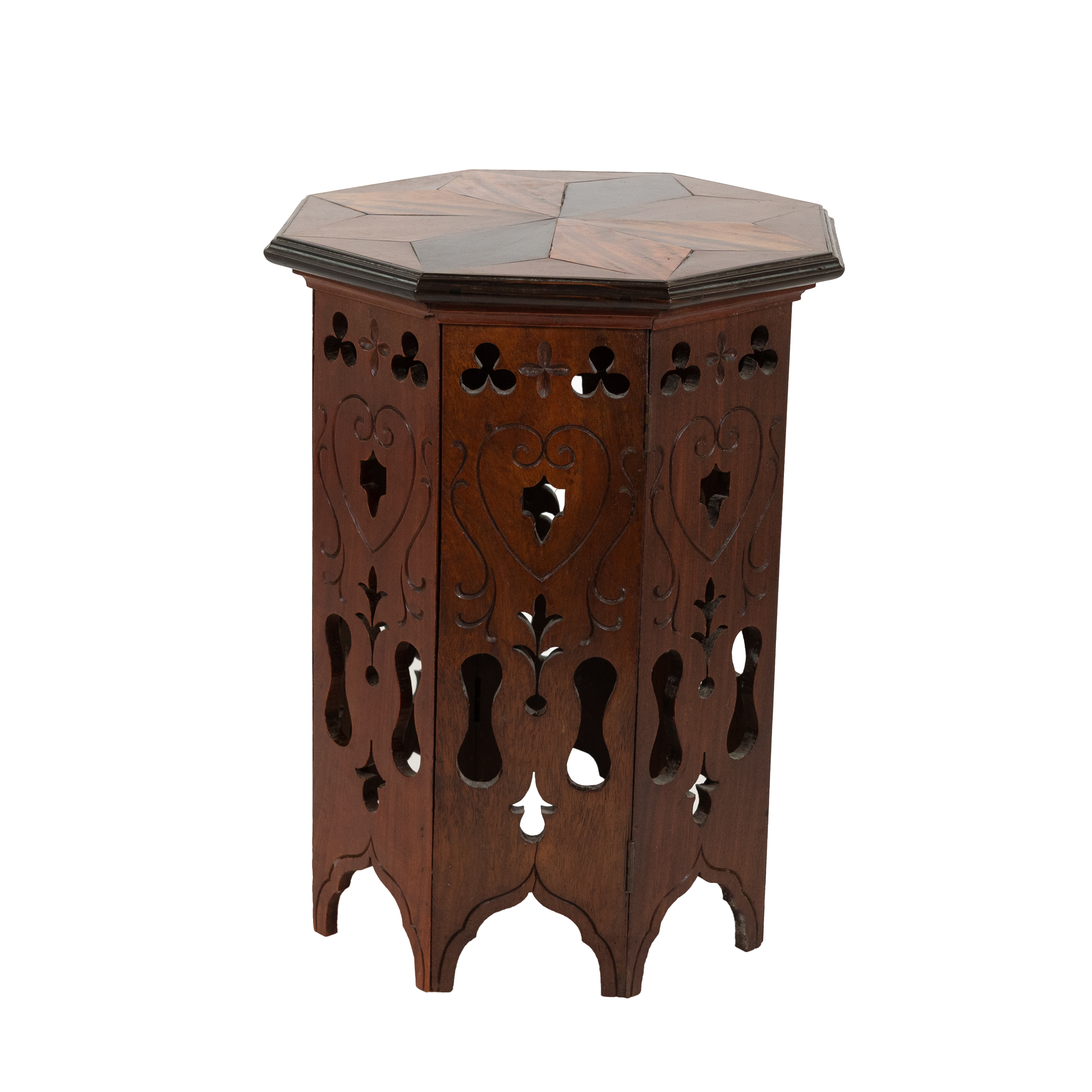 Anglo-Indian travel table with pierced apron and star inlay top