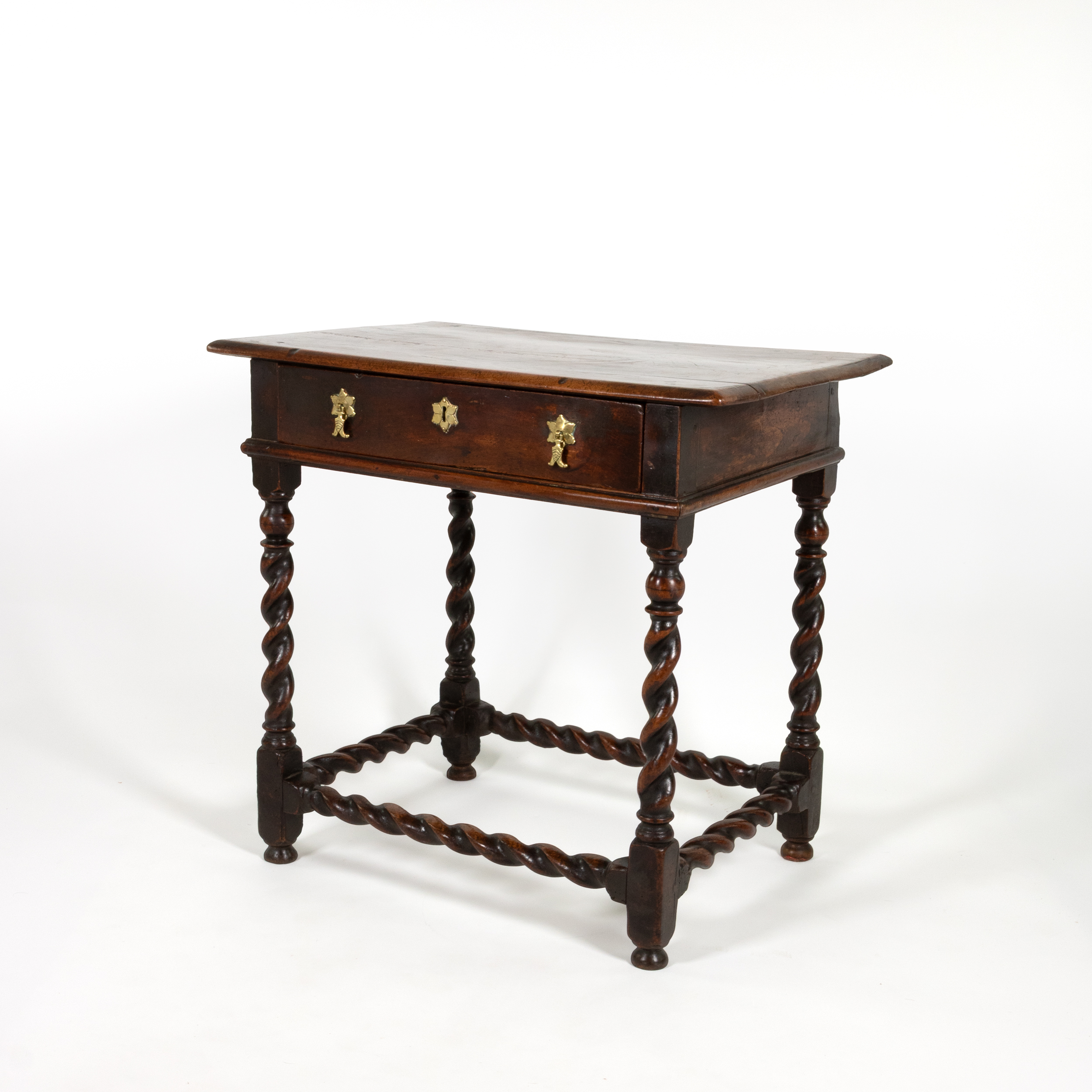 English oak Georgian side table showing box stretchers and carved legs