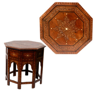Octagonal Anglo Indian Travel Table With Bone Inlay, Circa 1880