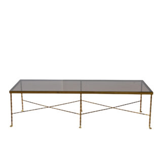 French Art Deco brass and mirror coffee table attributed to Maison Baguès circa 1920