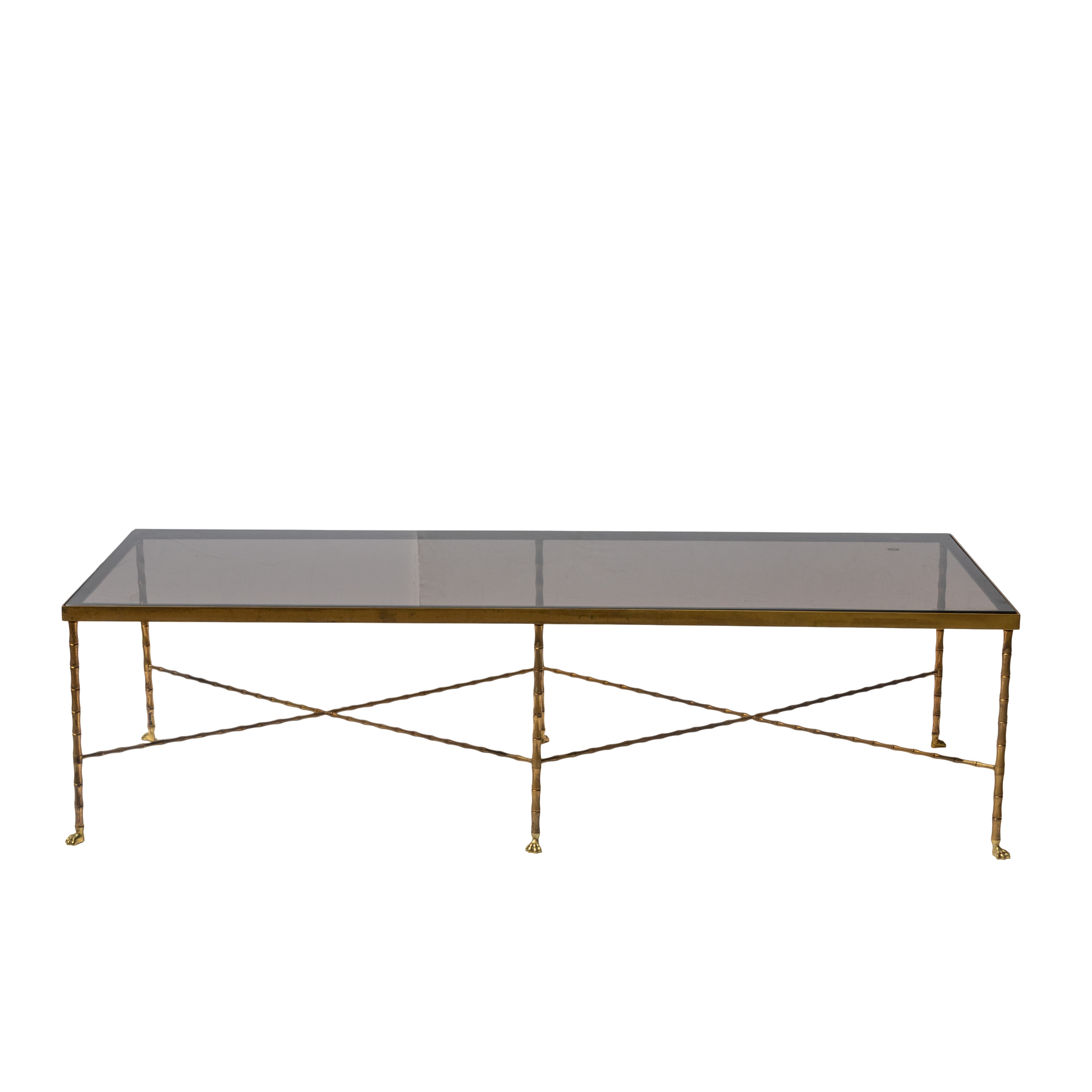 French Art Deco brass and mirror coffee table attributed to Maison Baguès circa 1920