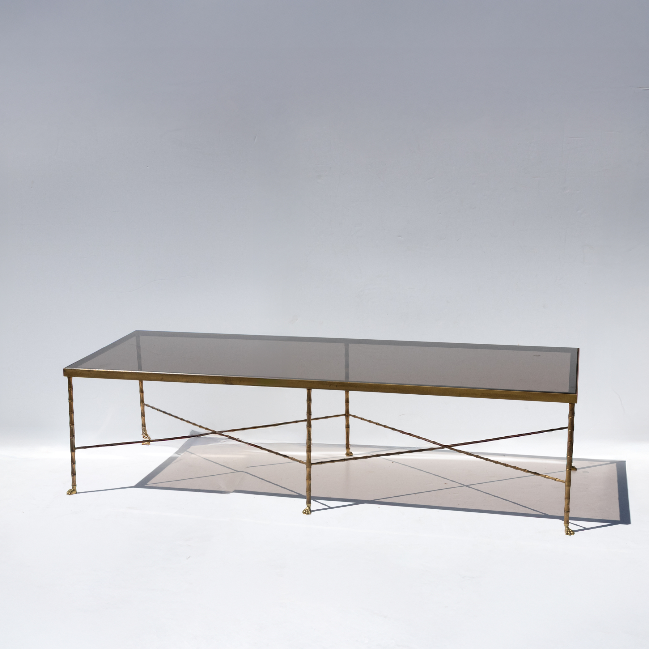 Maison Baguès Art Deco brass coffee table side angle view