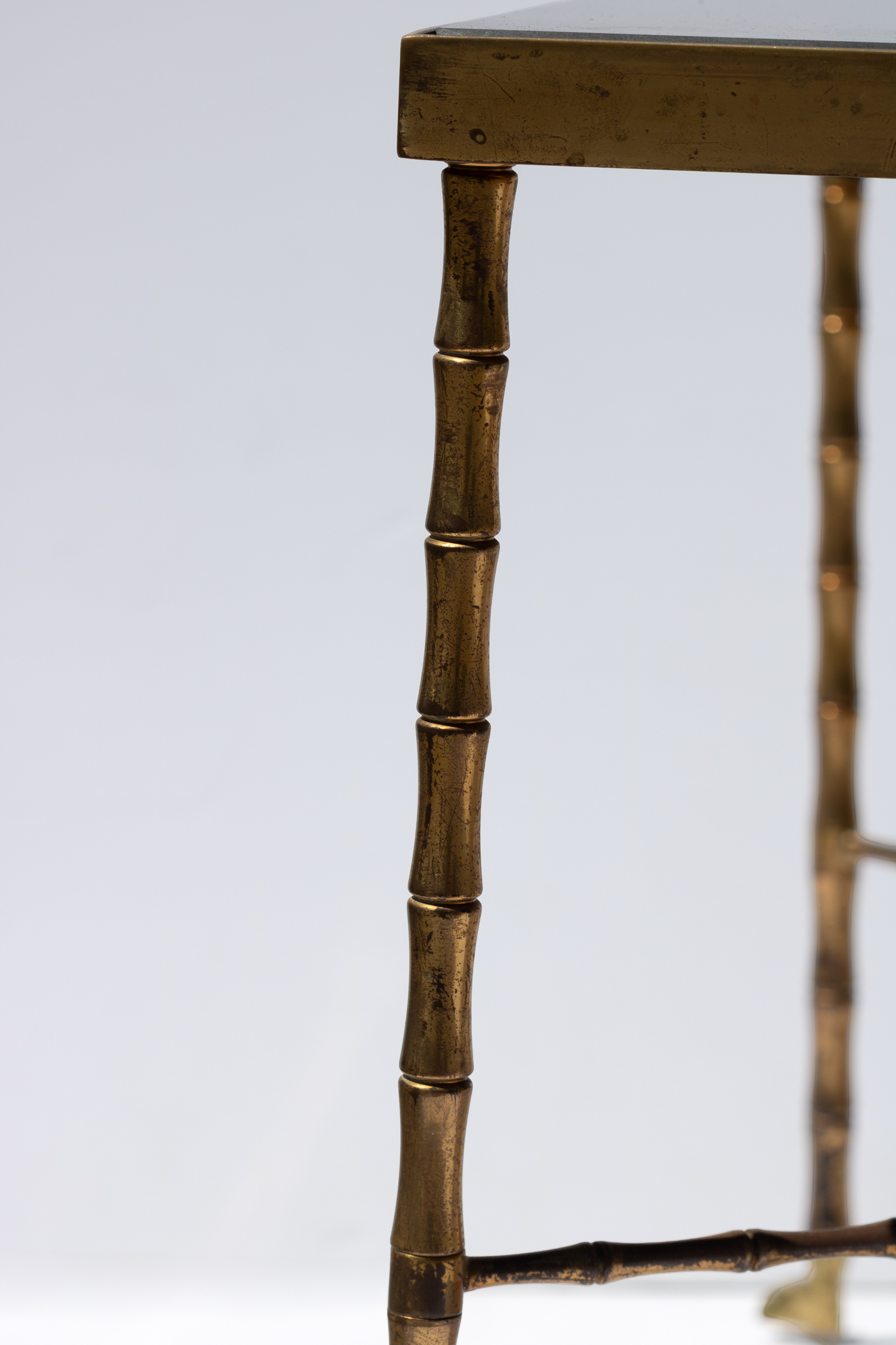 Detail brass bamboo leg construction Maison Baguès coffee table