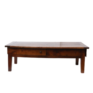 French Fruitwood Low Farm Table with Drawer and Sliding Side Door, circa 1870