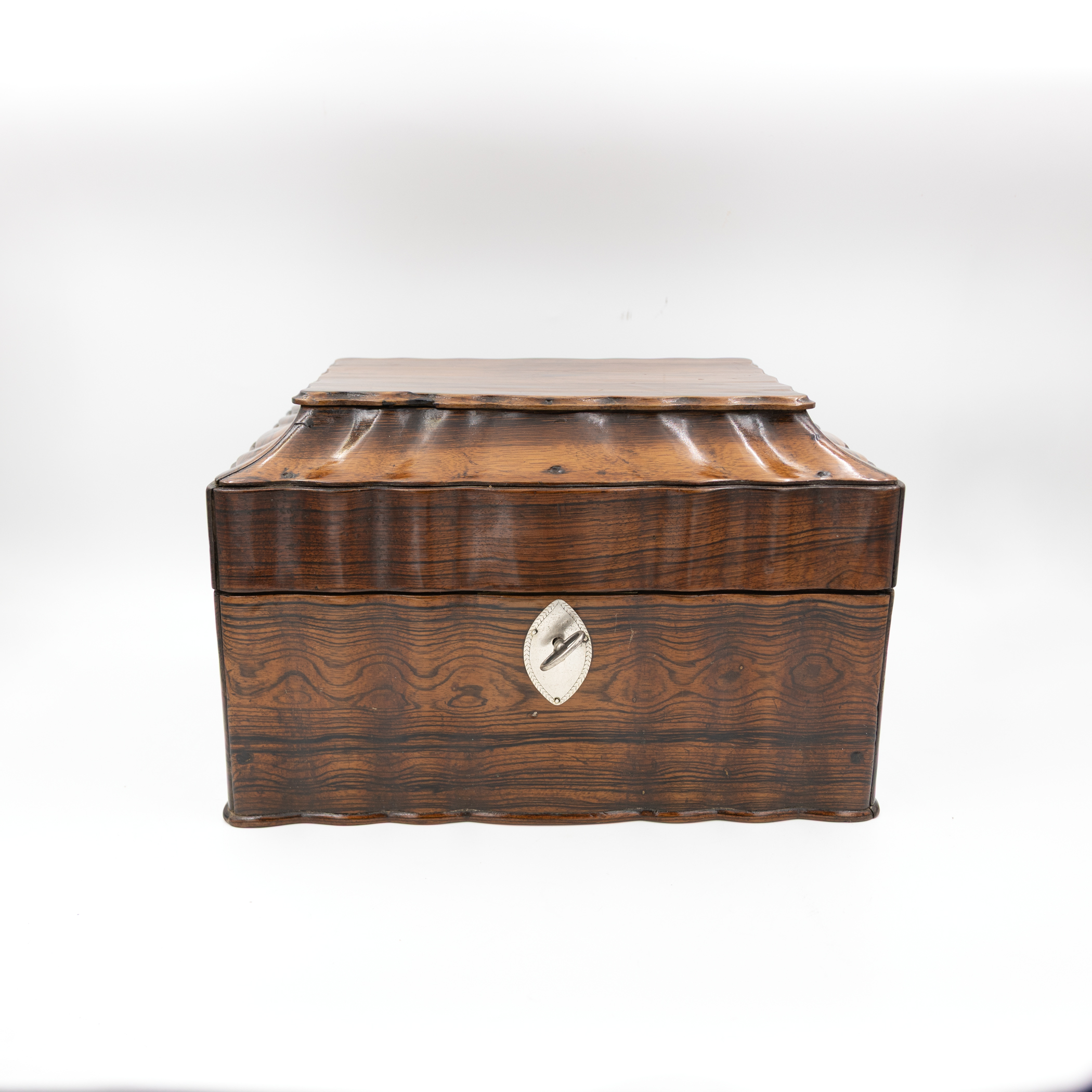 Anglo-Indian coromandel box with serpentine lid, front elevation