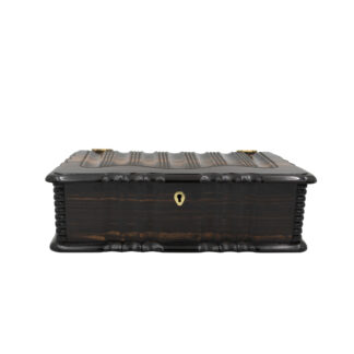 Anglo-Indian solid Coromandel wood box in the shape of a book front view transparent background