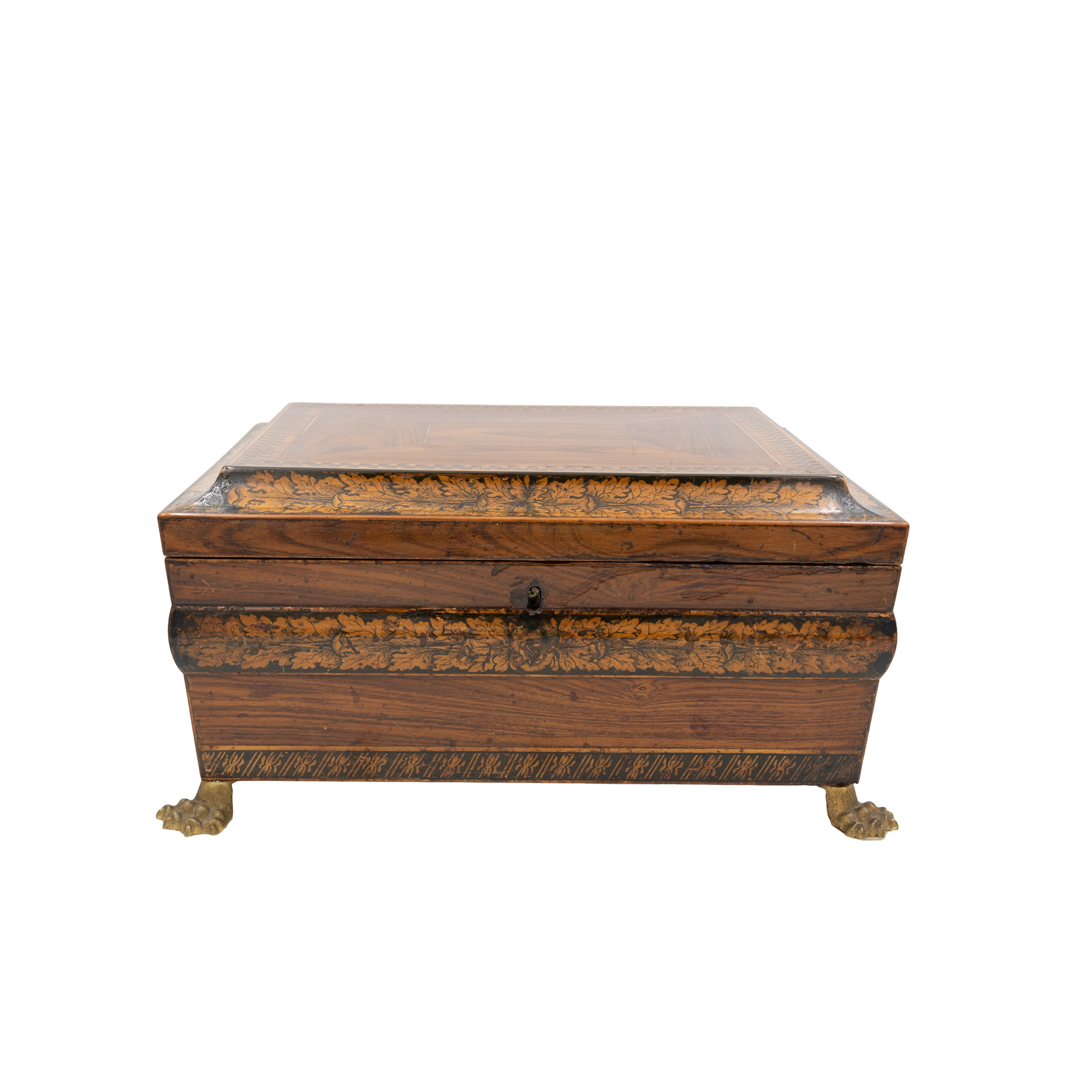 Regency Rosewood Box with Penwork and Early Tunbridge Inlays