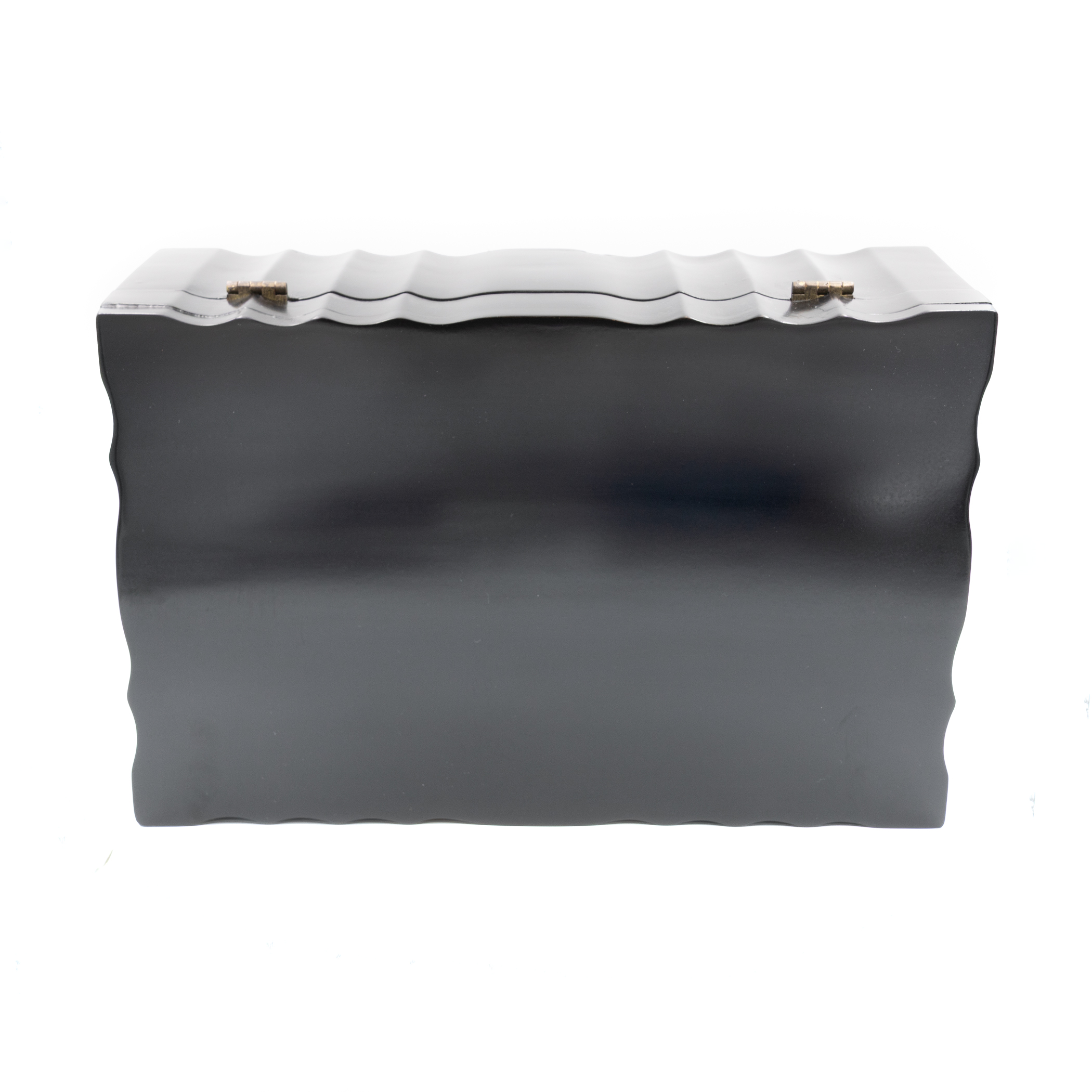 Anglo-Indian serpentine ebony box, circa 1840, top view of lid