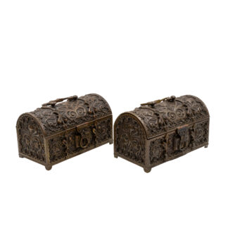 Pair of Art Nouveau Dome Top Bronze Boxes