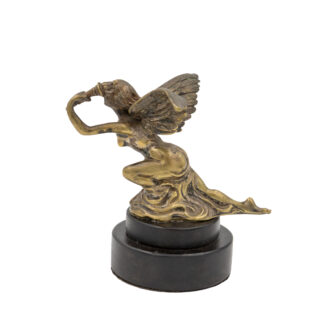 Art Deco Bronze Car Mascot — Winged Woman Bearing Torch