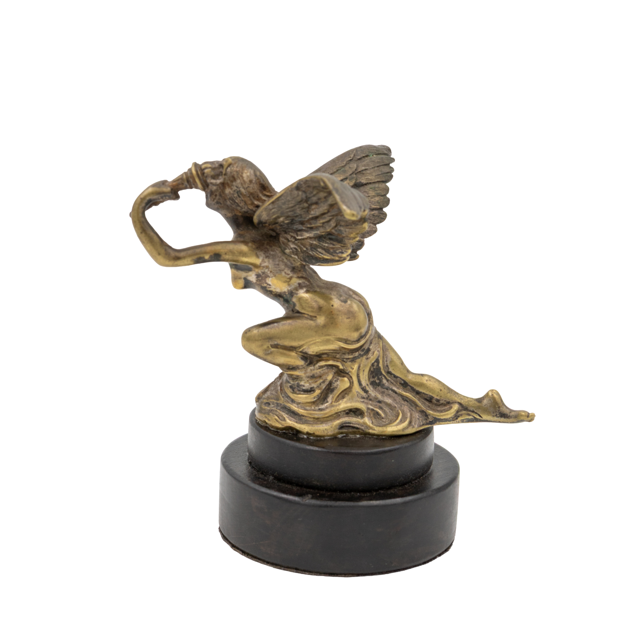 Art Deco Bronze Car Mascot — Winged Woman Bearing Torch