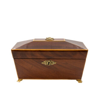 Regency Mahogany Box with Satinwood Edging and Brass Basket Pull