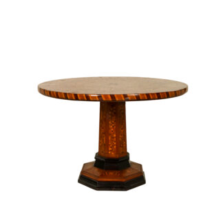 Inlaid Round Italian center table with octagonal column base, circa 1830