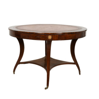 Austrian Center Table, Tooled Leather Top, 19th Century