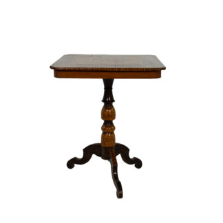 Italian Walnut Game Table, Satinwood Inlay, circa 1850