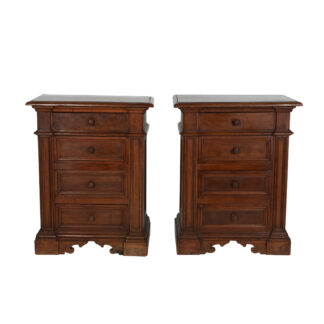 Pair Italian Walnut Four-Drawer Bedside Chests, circa 1850