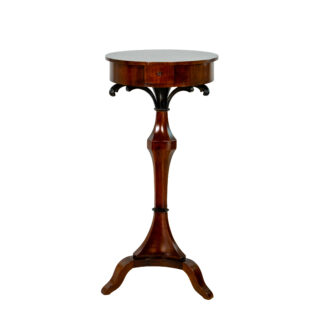 Round Walnut Side Table, Single Drawer, Pedestal Base, French, circa 1850