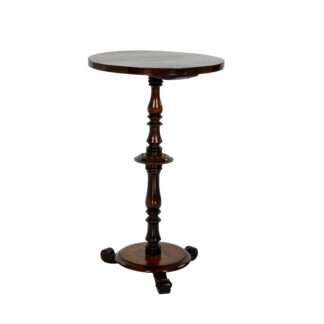 Round Rosewood Side Table, Turned Support, English, circa 1880