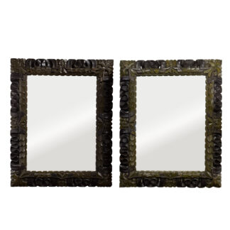 Pair of Carved Painted Italian Mirrors with Mercury Plate circa 1890