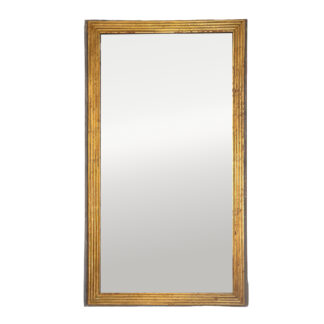 Very Large Scale Fluted Giltwood Mirror with Blue Grey Border French circa 1850
