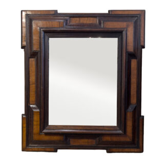 Dutch Baroque Step Mirror with Walnut and Ebony Elements Mercury Plate circa 1750