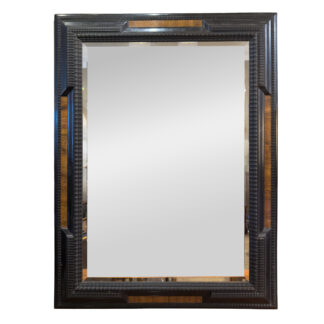 Ebony and Walnut Mirror Frame with Later Beveled Plate Italian circa 1870