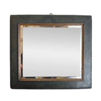 Dark Green Painted Faux Marble and Gilt Mirror Frame Italian circa 1750 Later Beveled Plate