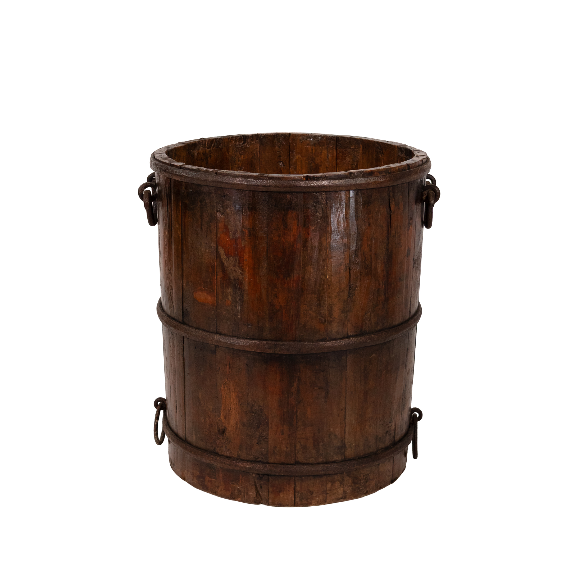 Coopered Oak Barrel, Wrought Iron Bound