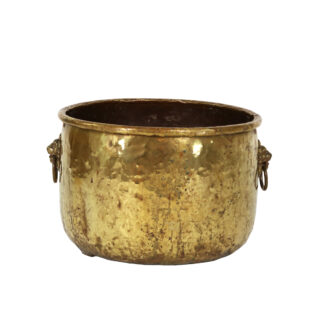 Large Brass Lion-Mask Container, English circa 1890