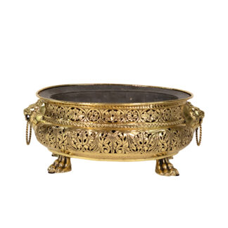 Pierced Brass Oval Jardiniere, French circa 1870