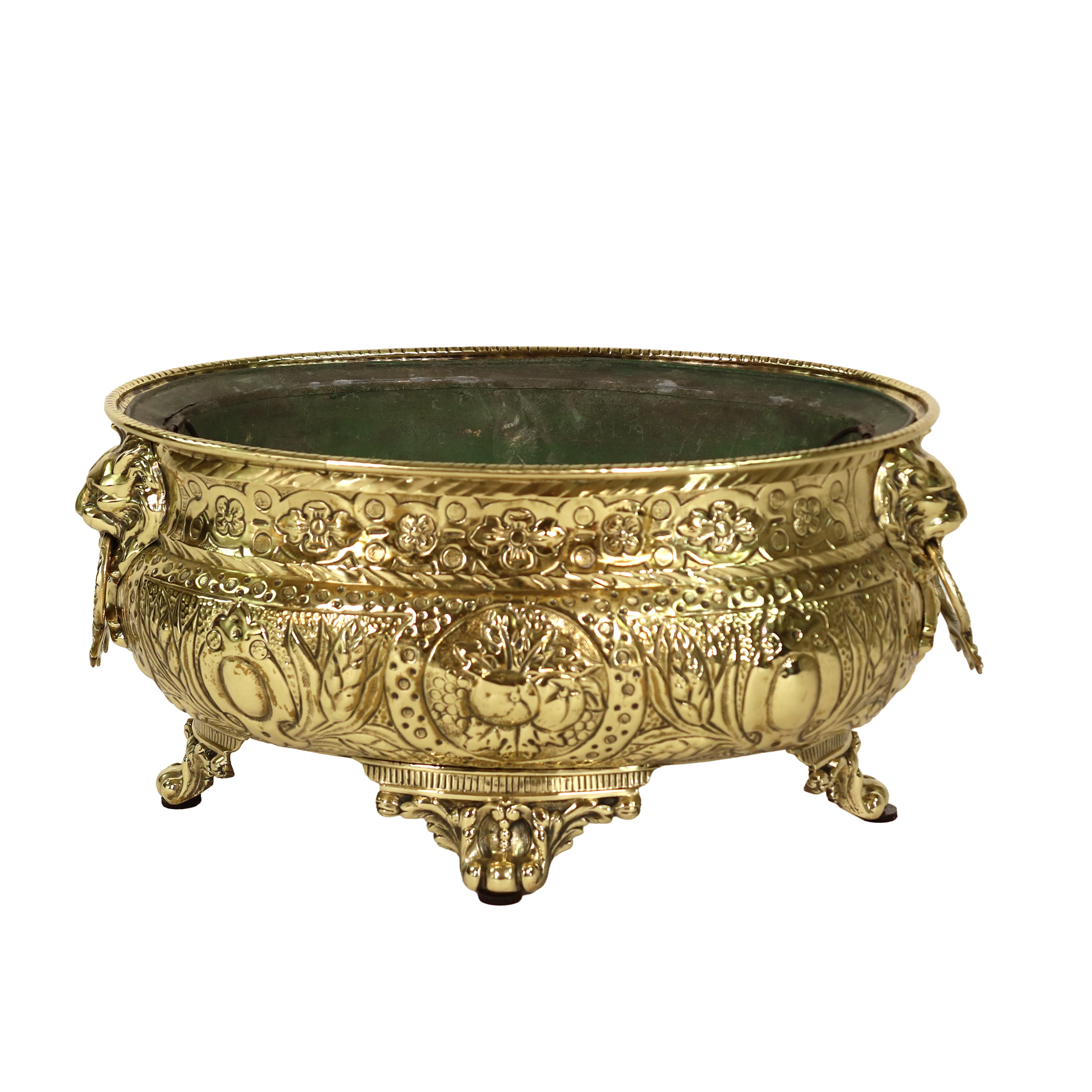 Oval Pierced Brass Jardiniere, French circa 1880