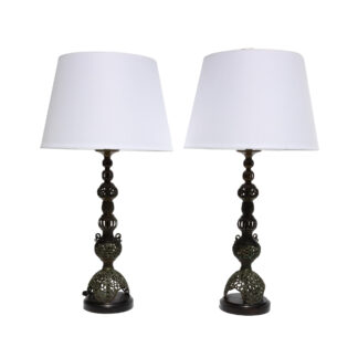 Pair of Asian Bronze Table Lamps