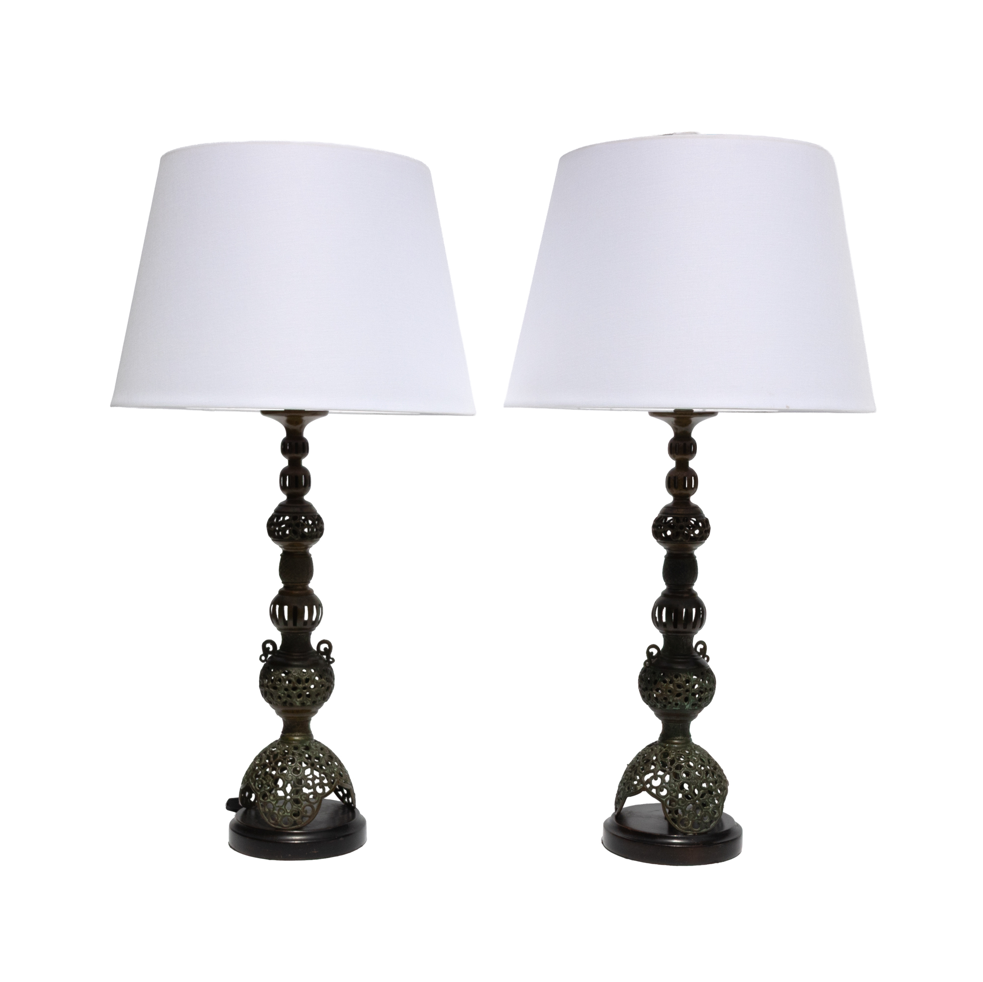 Pair of Asian Bronze Table Lamps